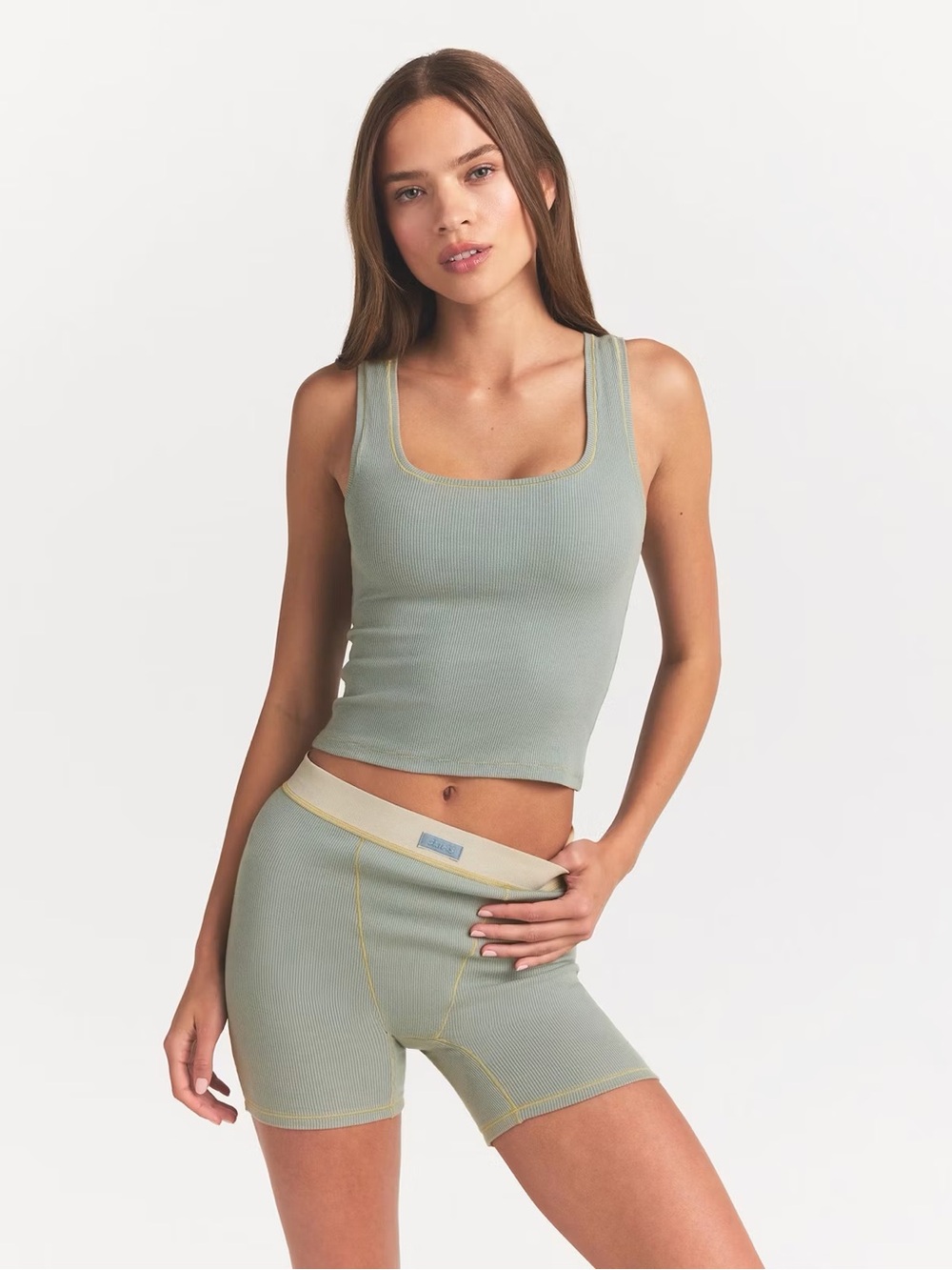 Skims Ribbed Scoop Neck Tank Sage Green
